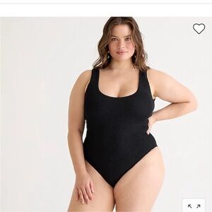 NEW J. Crew Scrunchie Classic Scoopneck One Piece Swimsuit Black 22 NWT